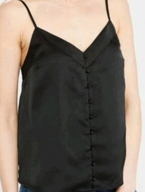 Abercrombie & Fitch Black Satin Button-Front Camisole
